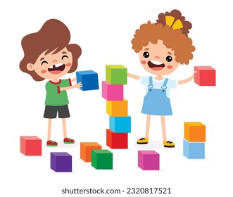 Kids Playing With Building Blocks