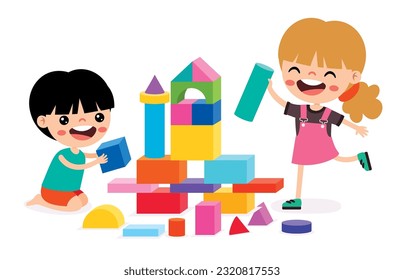 Kids Playing With Building Blocks