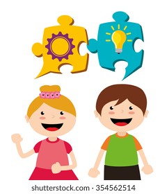 Kids playing cartoon, vector illustration graphic design.