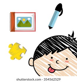 Kids playing cartoon, vector illustration graphic design.