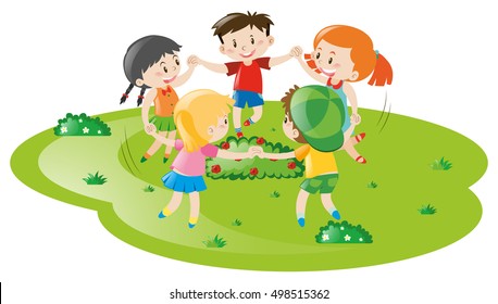 Kids playing in a circle