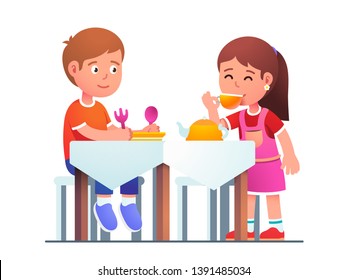 Kids Playing Couple Family Dinner Together Stock Vector (Royalty Free ...