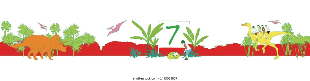 Kids playing with dinosaurs in the jungle