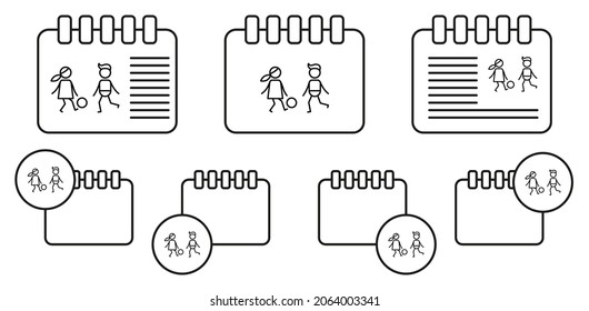Kids, playing, family vector icon in calender set illustration for ui and ux, website or mobile application