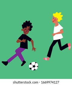 kids playing football. School soccer vector illustration