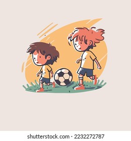 Poco Muchacho Del Fútbol De Juego. Un Niño Feliz Juega Al Fútbol  Ilustraciones svg, vectoriales, clip art vectorizado libre de derechos.  Image 43924584