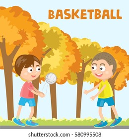 Kids playing with friends illustration