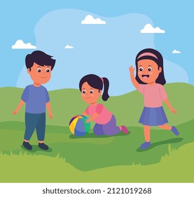 niños jugando en la hierba