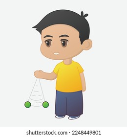 kids playing lato lato. cute character design in flat design. illustration