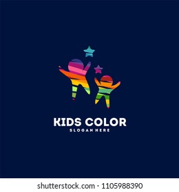 Kids Playing Logo Designs Concept Vector, Children Color Logo Template Icon