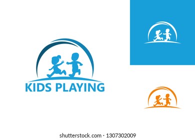 Kids Playing Logo Template Design Vector, Emblem, Design Concept, Creative Symbol, Icon