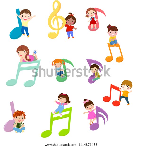 Kids Playing Musical Notes Stock Vector (Royalty Free) 1114871456 ...