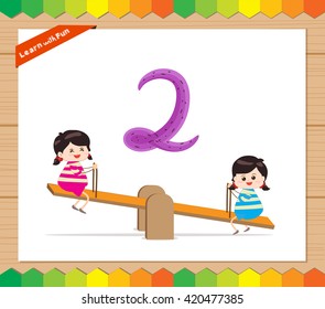 Kids playing with the number 2