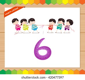 Kids playing with the number 6