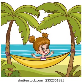 kids playing on the beach vector illustration