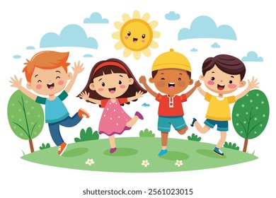 Kids Playing Outdoors: Fun and Happy Moments Captured in Nature