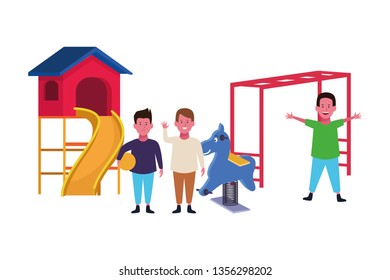 Kids playing with playground