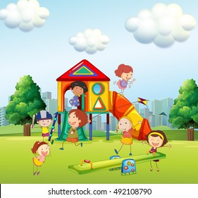 Kids playing in playground