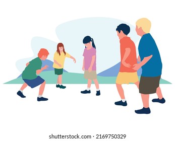 Kids Playing in the Playground in illustration graphic vector