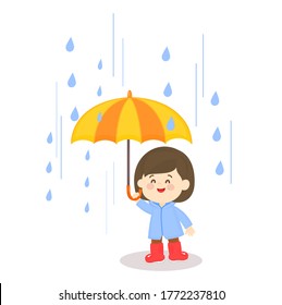 Kids Playing Rain Holding Umbrella Stock Vector (Royalty Free ...