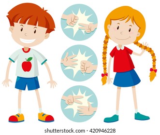 Kids Playing Rock Scissors Paper Illustration