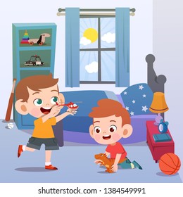 kids playing in the room vector illustration