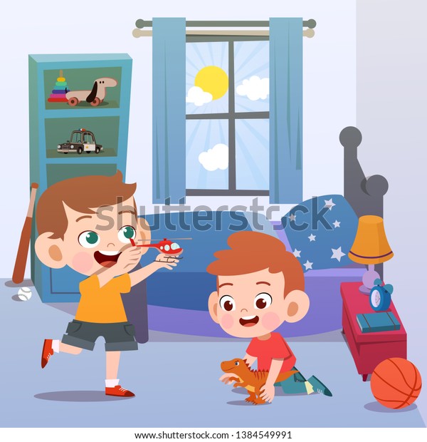 Kids Playing Room Vector Illustration Stock Vector (Royalty Free ...