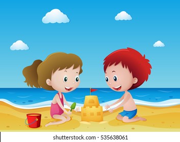 Kids On Beach Clipart Stock Illustrations Images Vectors Shutterstock