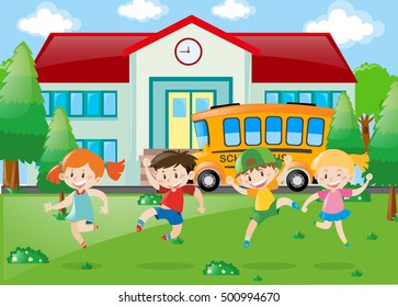 Kinder auf dem Schulgelände