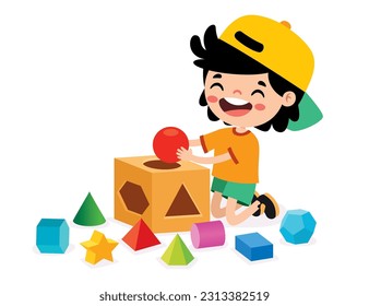 Kids Playing With Shape Sorter Toy