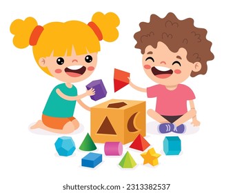 Kids Playing With Shape Sorter Toy