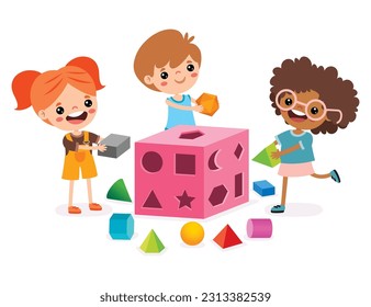 Kids Playing With Shape Sorter Toy