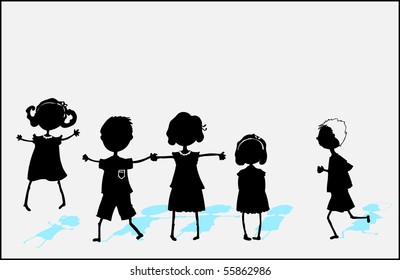 kids playing silhouette