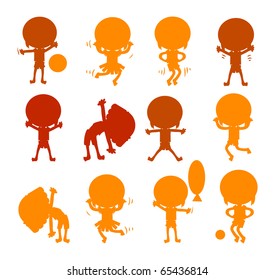 kids playing silhouette