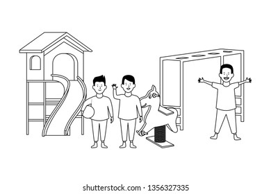 Kids playing and smiling in black and white