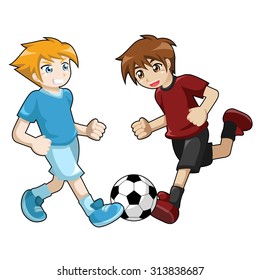 366 Two kids playing soccer Stock Illustrations, Images & Vectors ...