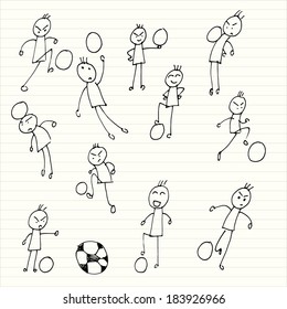 kids playing soccer doodles