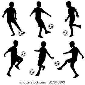 Kids Playing Soccer - Vector