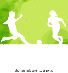 Kids playing soccer vector background