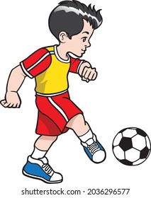kids playing soccer vector illustration isolated on white background