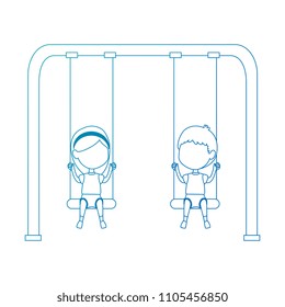 kids playing in swing park playground hanging