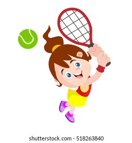 Kids Playing Tennis Sport Activities Vector