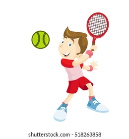 Kids Playing Tennis Sport Activities Vector