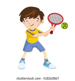 Kids Playing Tennis Sport Activities Vector