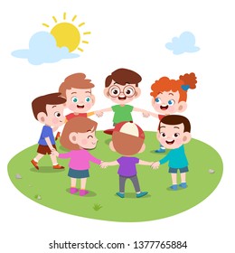 kids playing together make circle vector illustration