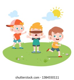 kids playing together vector illustration