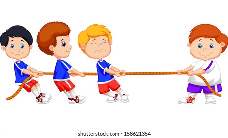 Kids playing tug of war 