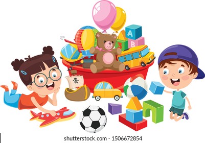Kids Playing With Various Toys