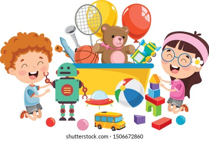 Kids Playing With Various Toys