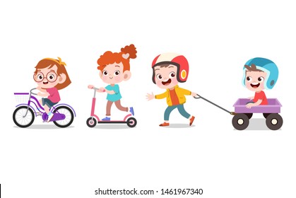 kids playing vector illustration isolated